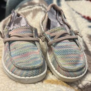 Hey Dude Pink and Blue Sneakers with Comfortable Slip-On Design
